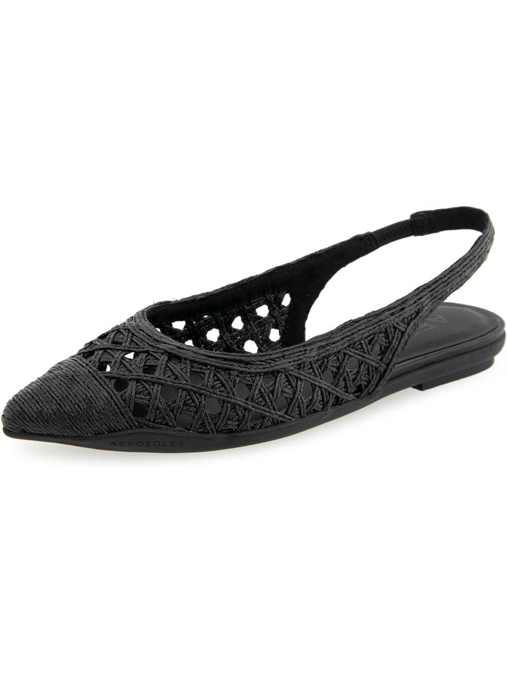 Aerosoles Black Woven Slingback Pointed Flat